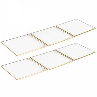 Aulica  Set 6 dessous de verre carrés avec bord doré 