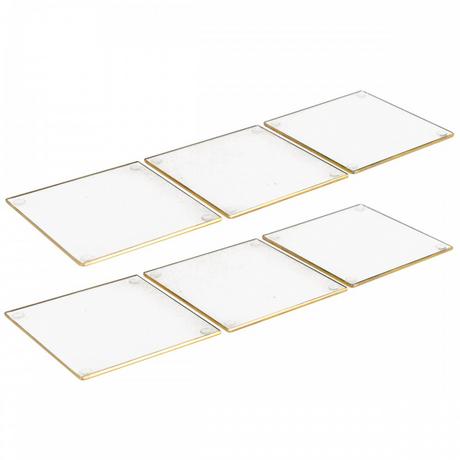 Aulica  Set 6 dessous de verre carrés avec bord doré 