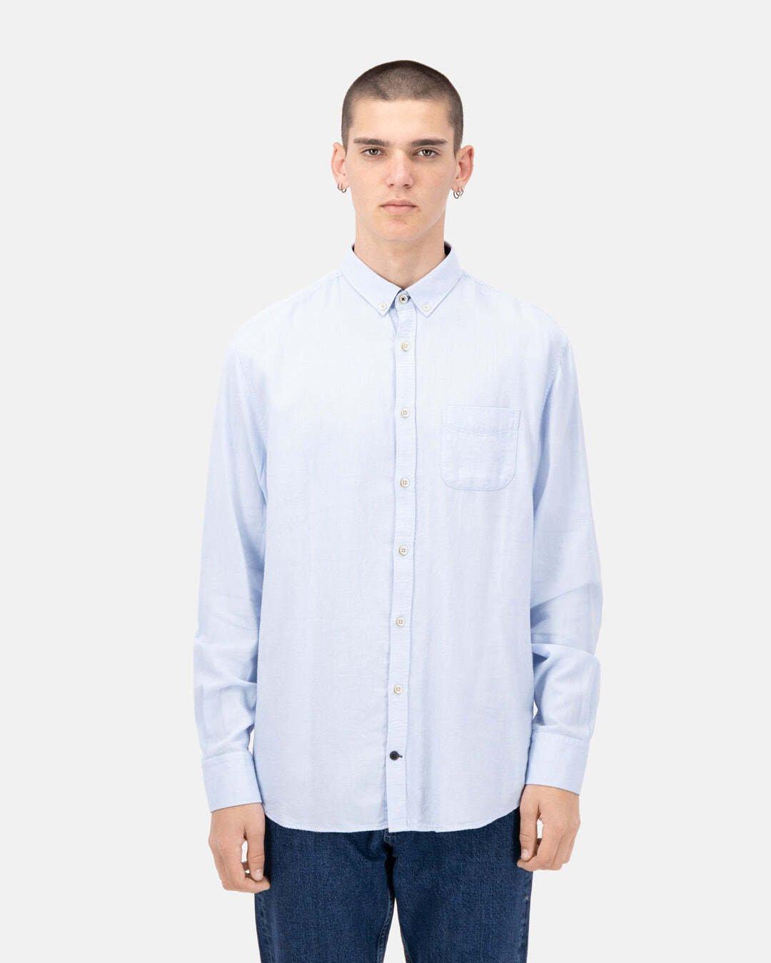 Image of Hemden Shirt-brushed Twill Herren Hellblau S