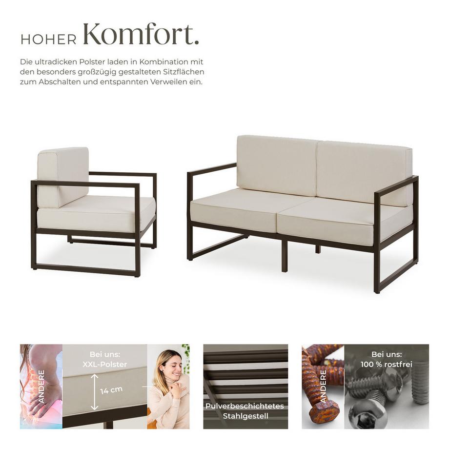 Tectake Salon de jardin COMOSA pour 4 personnes avec une épaisseur d'assise de 14 cm  