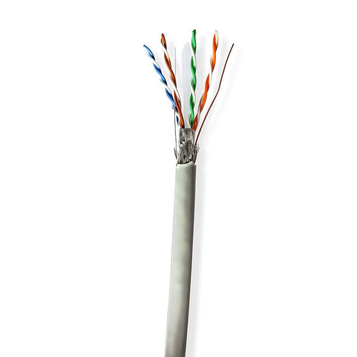 Image of Netzwerkkabel Rolle | CAT6 | Fest | S/FTP | CCA | 100,0 m | Innenbereich | Rund | PVC | Grau | Geschenkkarton