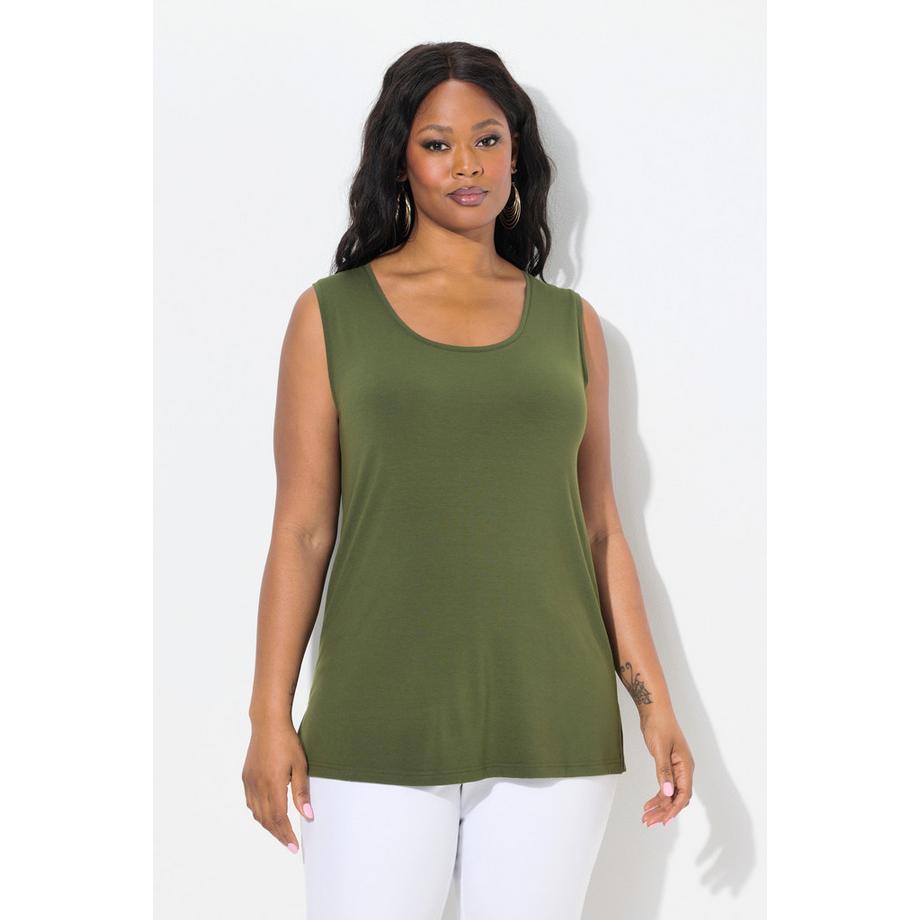 Ulla Popken Débardeur Classic Fit Col Rond Stretch Sans Manches  