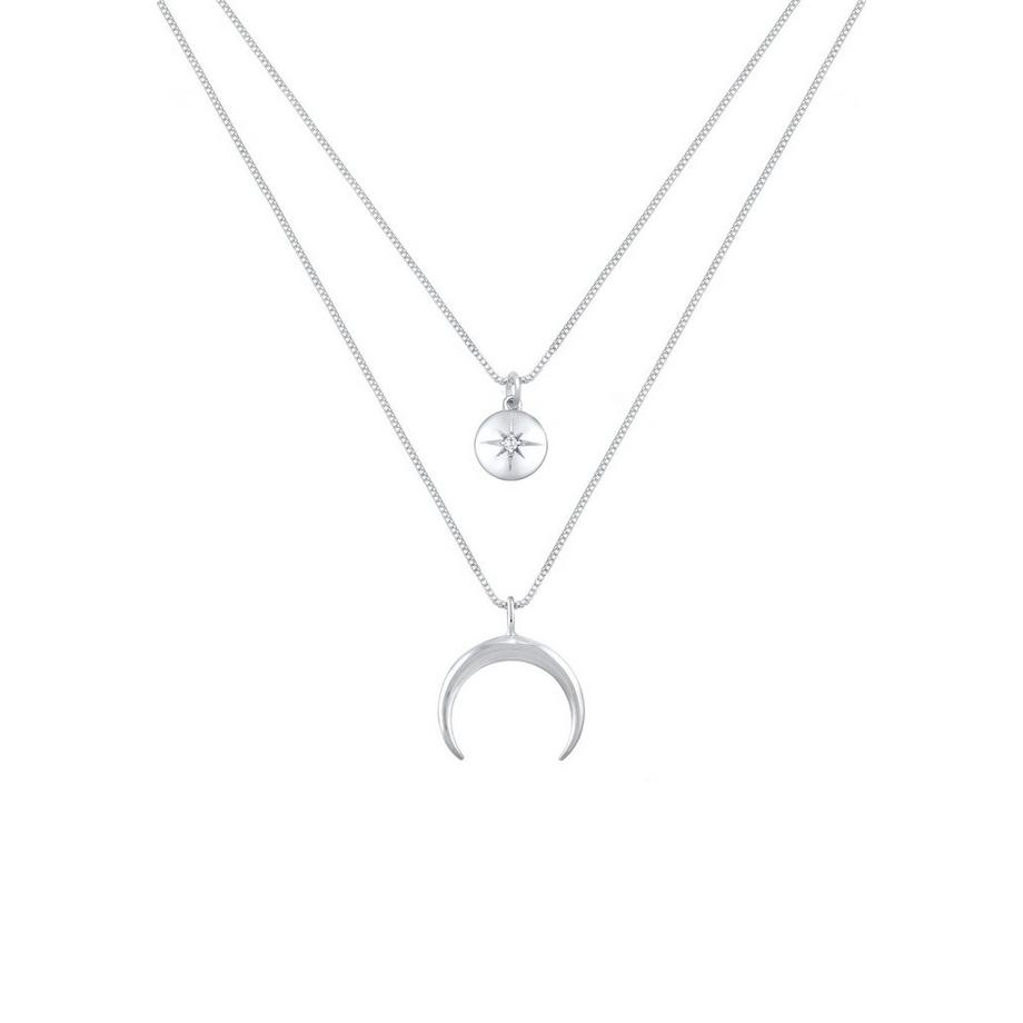 Elli  Halskette Layer Halbmond Stern Plättchen Zirkonia 