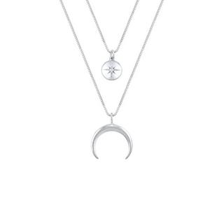 Elli  Halskette Layer Halbmond Stern Plättchen Zirkonia 