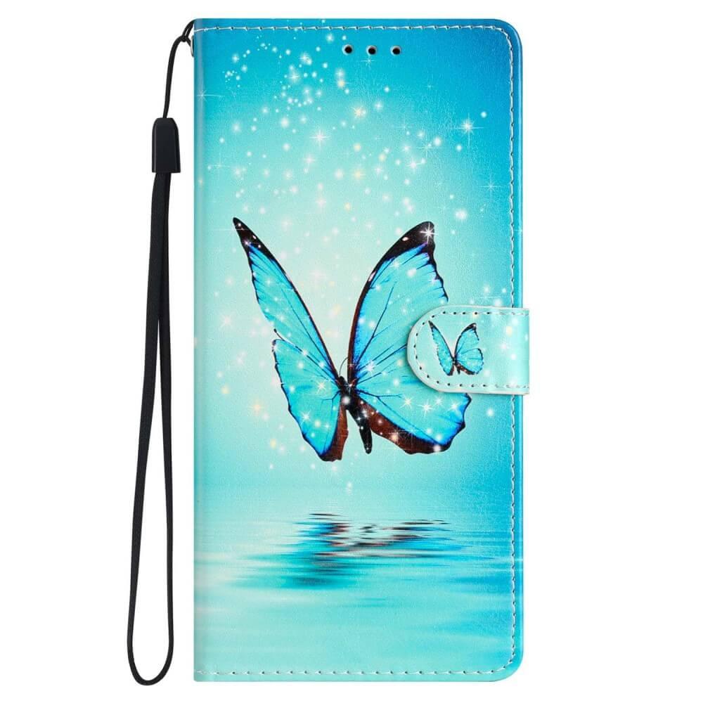 Cover-Discount  iPhone 15 - Coque Papillon bleu avec lanière 