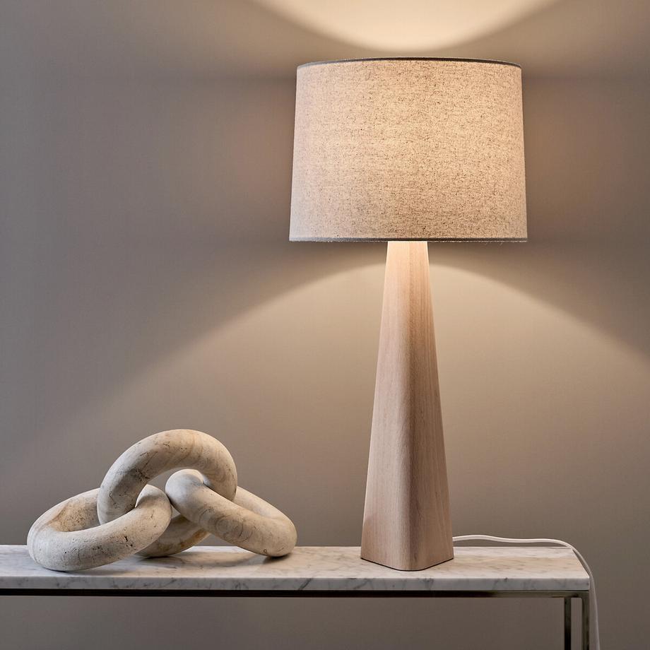 Lampe en chêne et lin