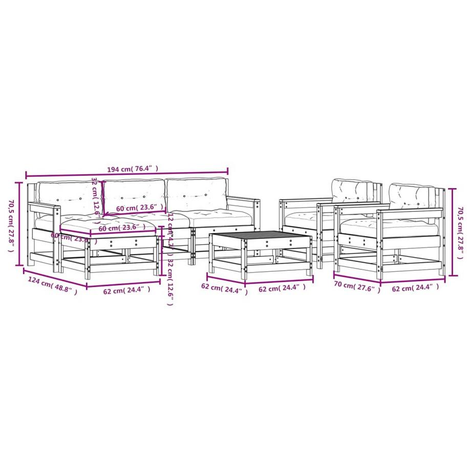 VidaXL set divani da giardino Legno  