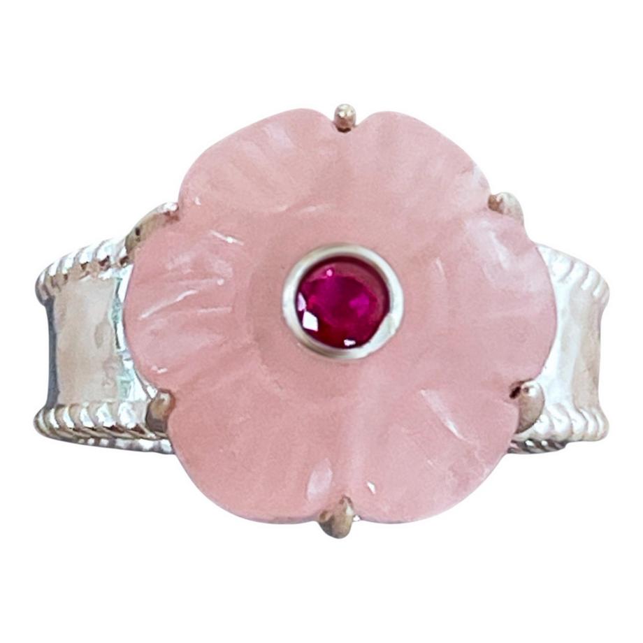 Steinkult  Ring Halbedelsteine Rosenquarz "Noelia" 