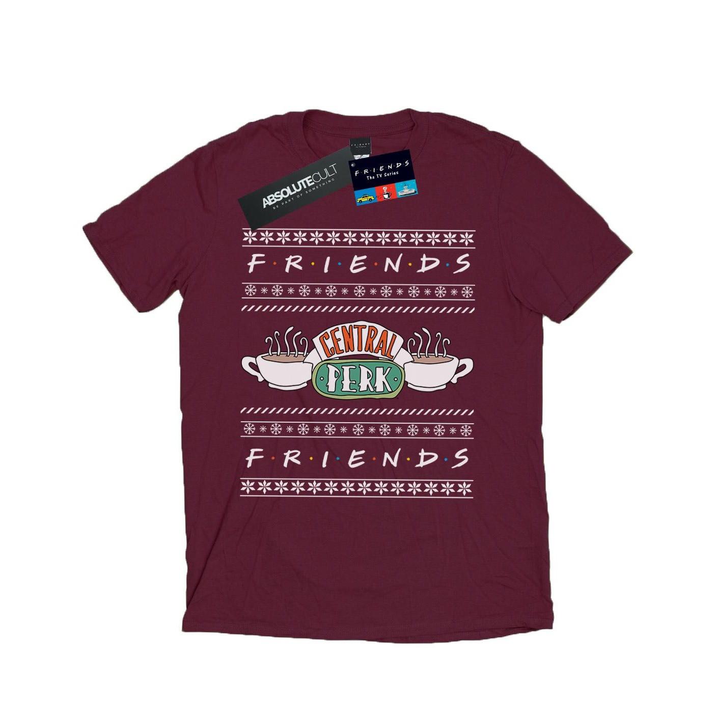 Image of Fair Isle Central Perk Tshirt Herren Weinrot XL