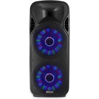 Fenton  FT215LED Aktiv Trolley-Speaker 2x 15, 1600W, USB/SD/MP3/BT, Mic, LED 