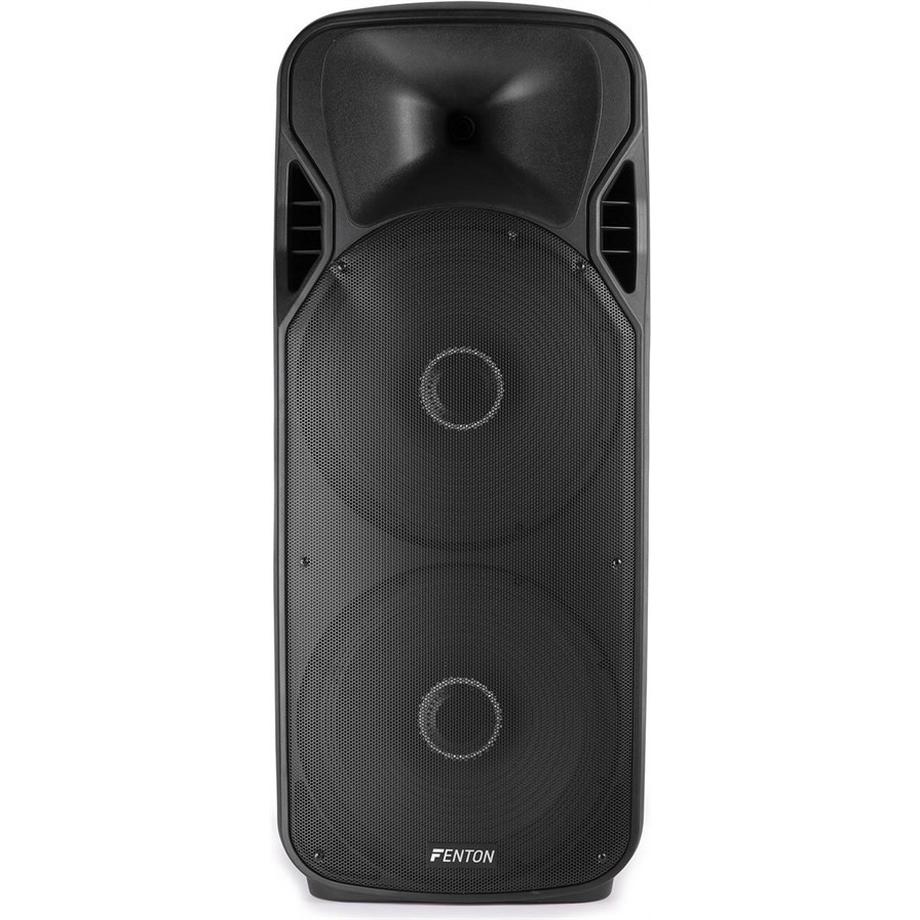 Fenton  FT215LED Aktiv Trolley-Speaker 2x 15, 1600W, USB/SD/MP3/BT, Mic, LED 