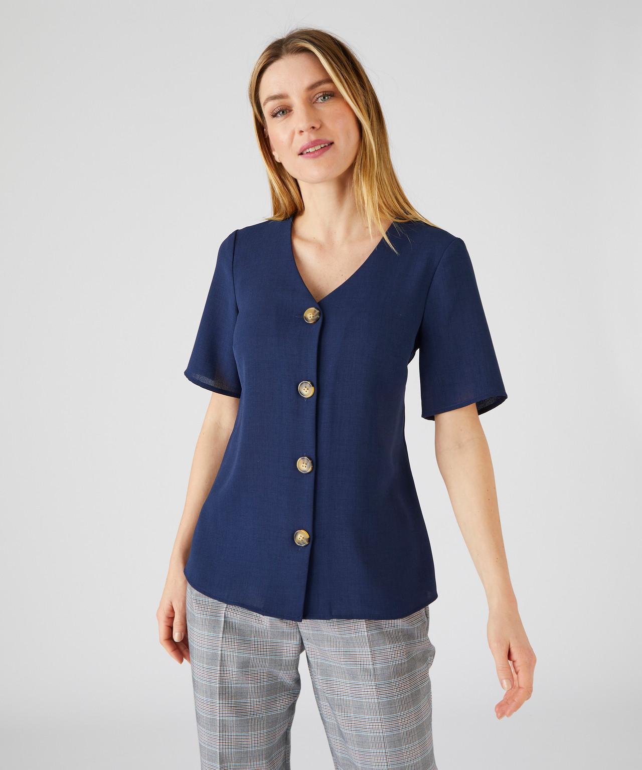 Image of Fliessende Crêpe-bluse. Damen Blau 40