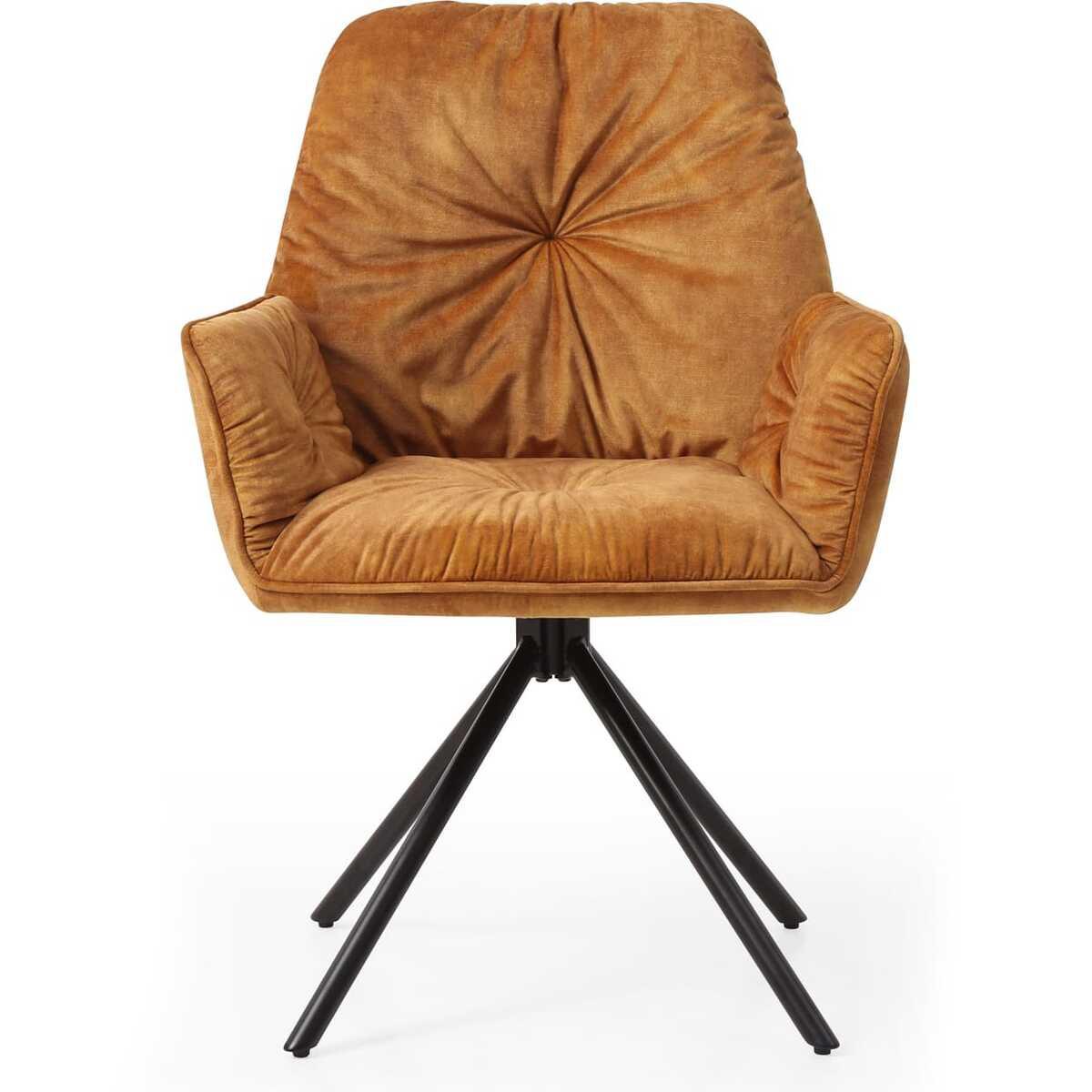 mutoni Fauteuil velours avec fonction pivotante or  