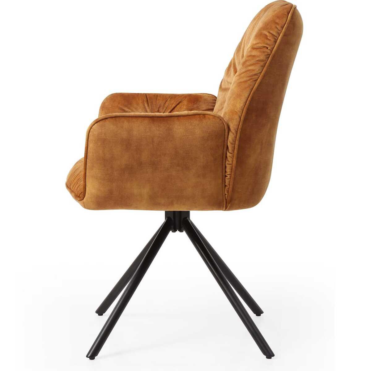 mutoni Fauteuil velours avec fonction pivotante or  