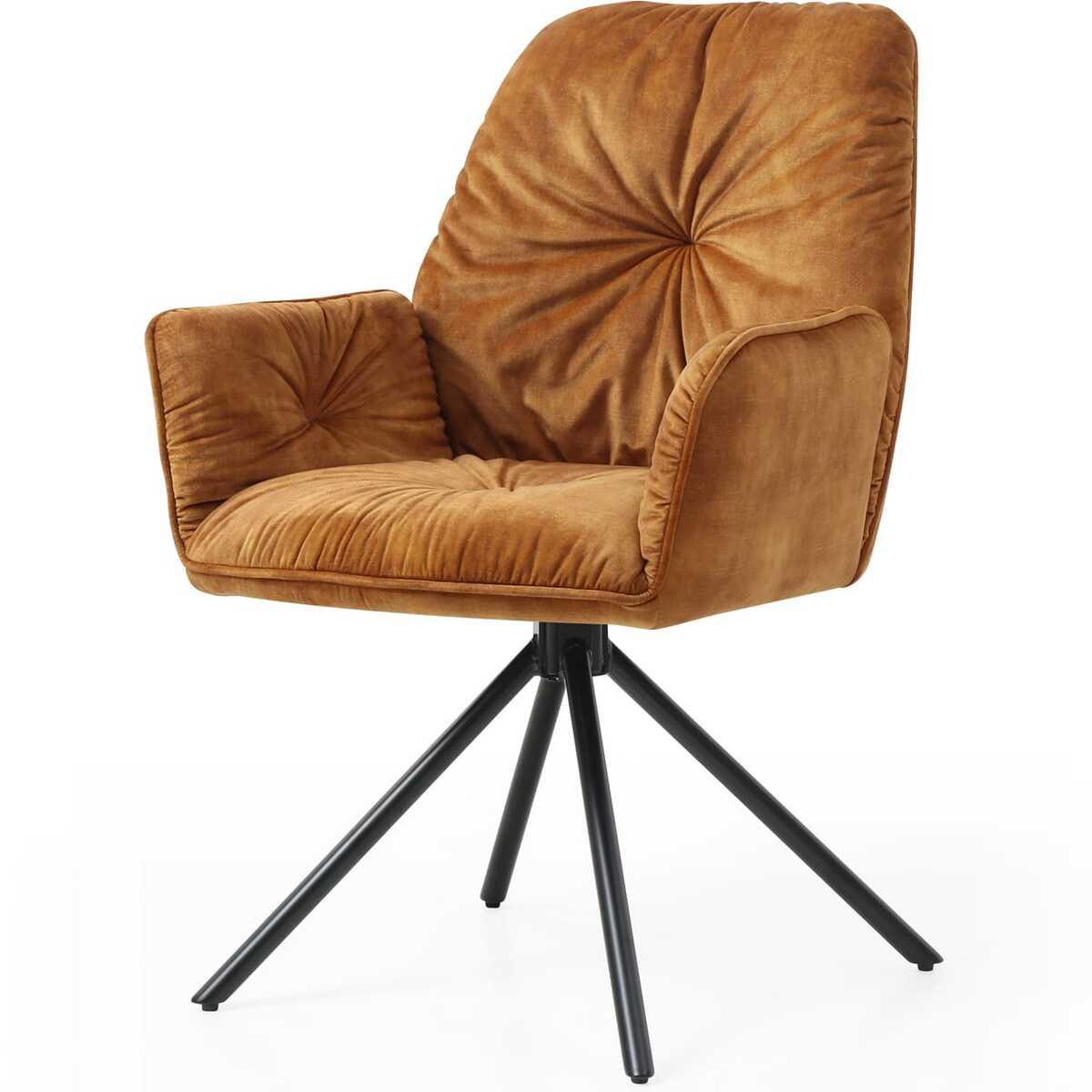 mutoni Fauteuil velours avec fonction pivotante or  