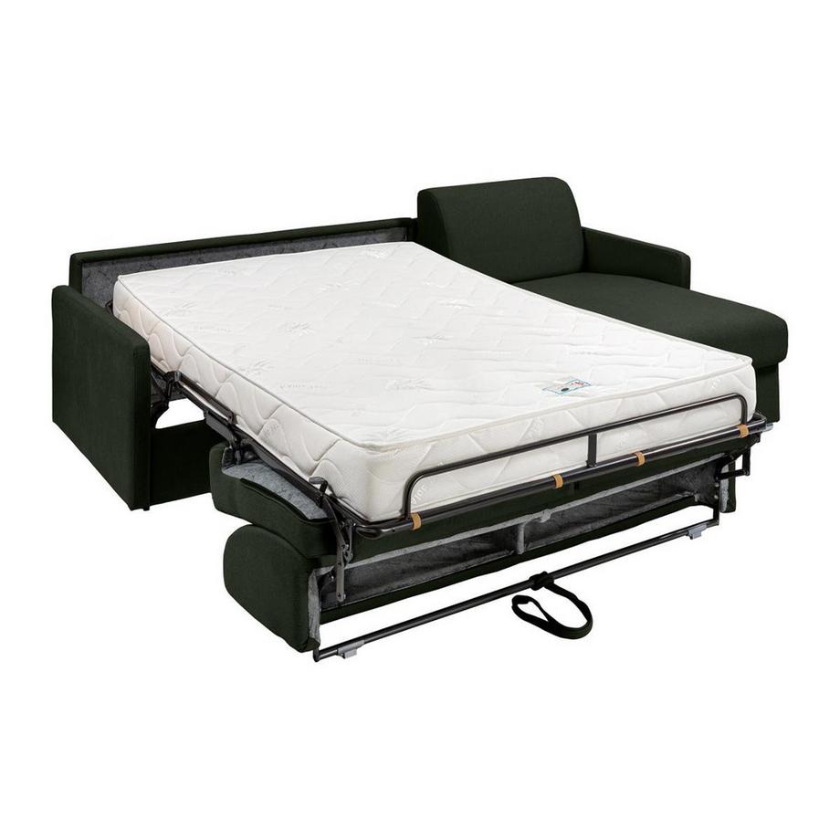 Vente-unique Canapé d'angle convertible express et réversible en tissu vert sapin - Couchage 140 cm - Matelas 18 cm - CALIFE  