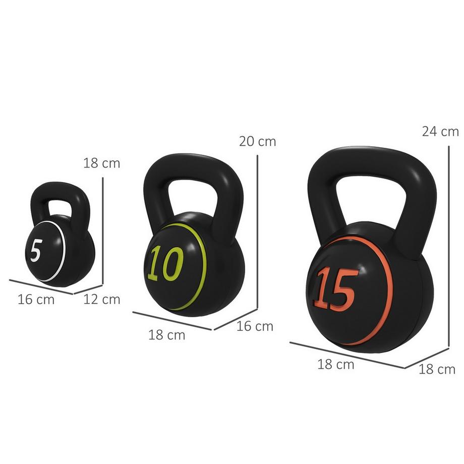Northio  Kettlebell, 2,2 Kg, 4,5 Kg, 6,8 Kg Kettlebell, Lot De 3 Poids À Bille Pour Gymnastique, Musculation, Noir 