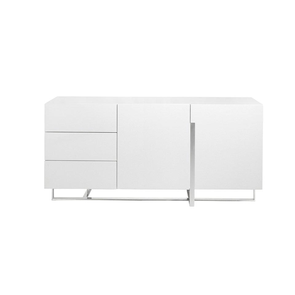 ANGEL CERDA Credenza in legno bianco e acciaio cromato  