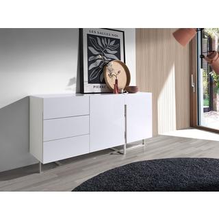 ANGEL CERDA Credenza in legno bianco e acciaio cromato  