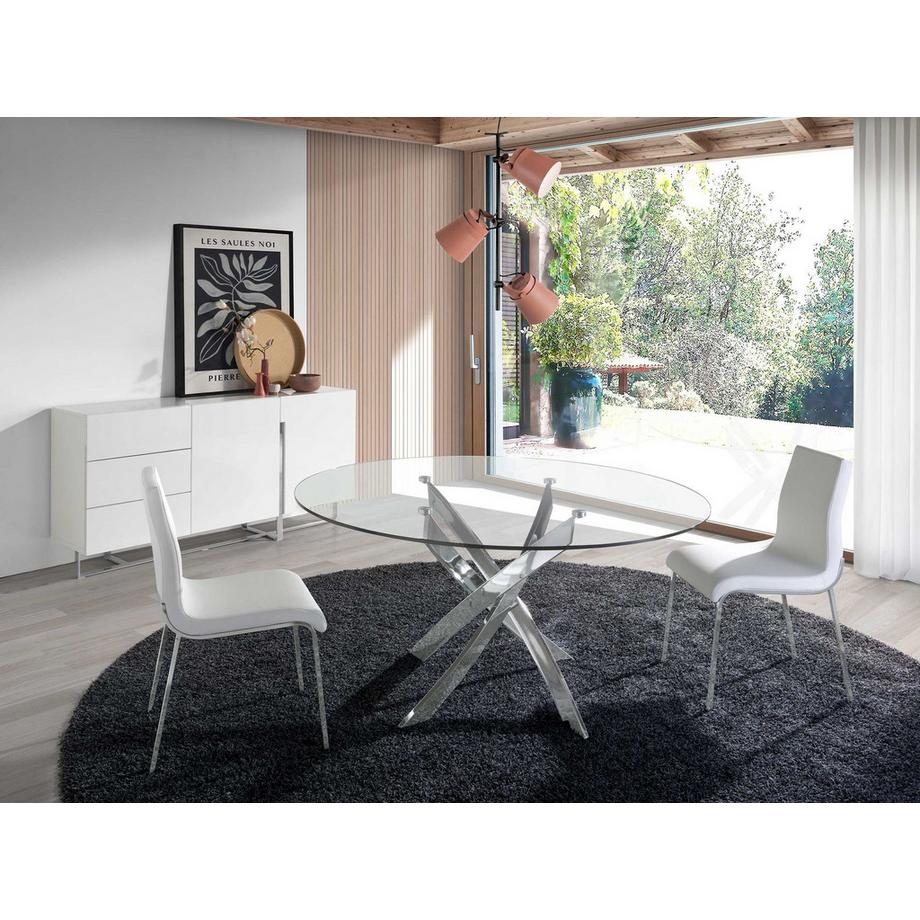 ANGEL CERDA Sideboard ausem Holz und verchromtem Stahl  