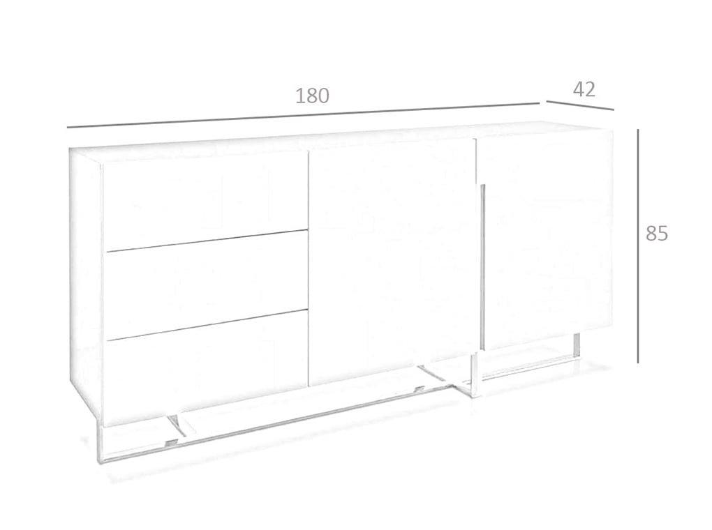 ANGEL CERDA Credenza in legno bianco e acciaio cromato  