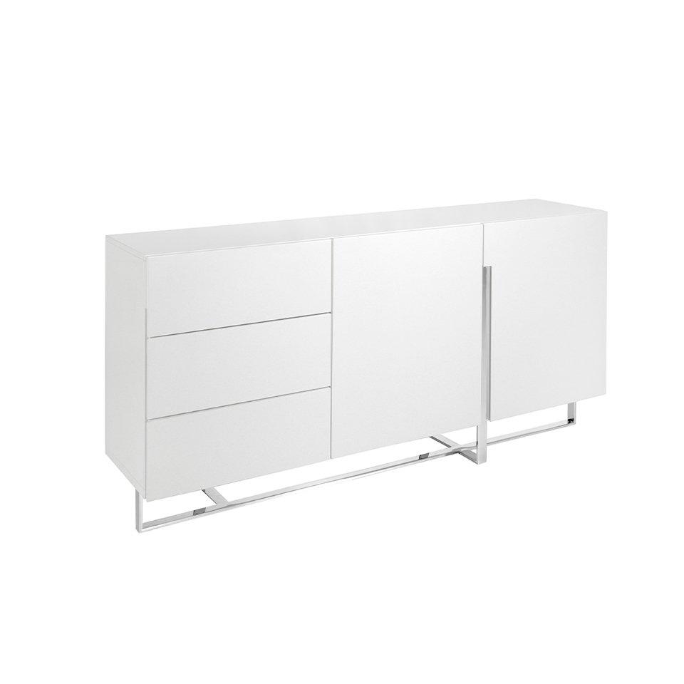 ANGEL CERDA Credenza in legno bianco e acciaio cromato  