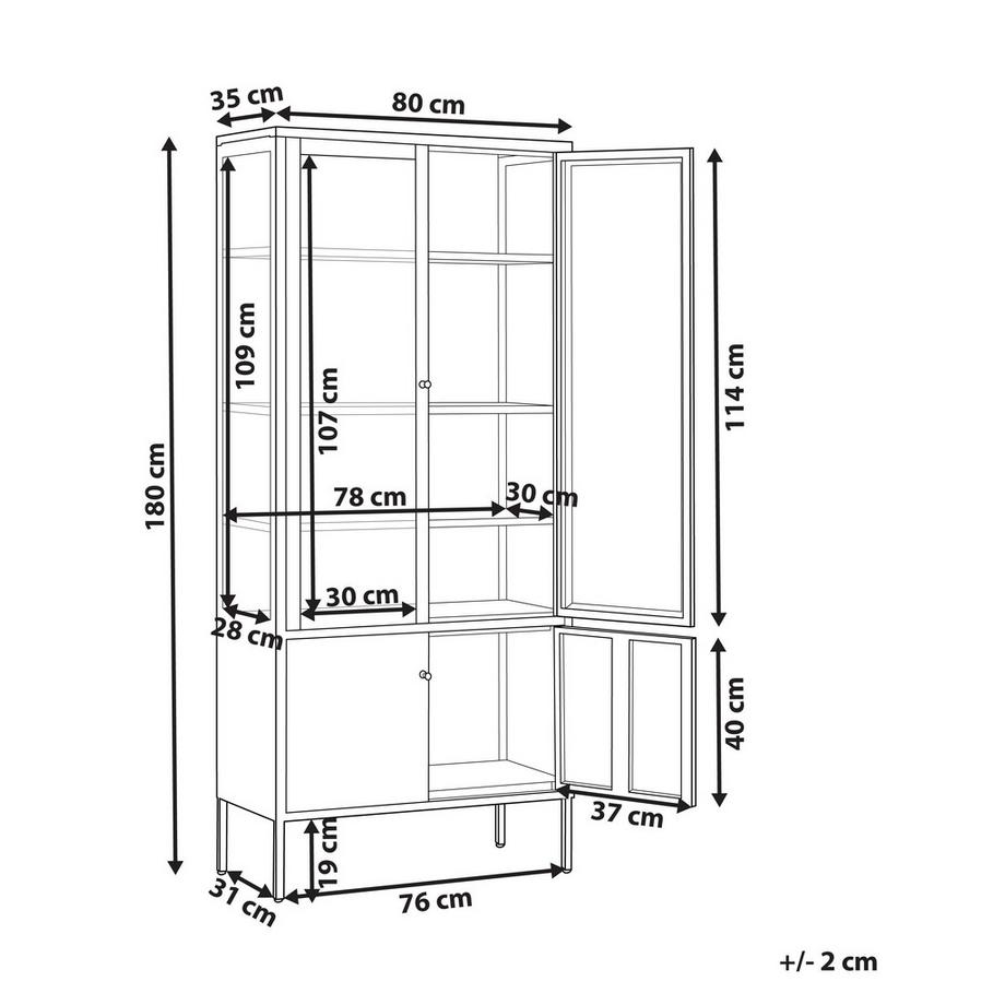 Beliani Vetrina in vetro en Acciaio Moderno OXTED  