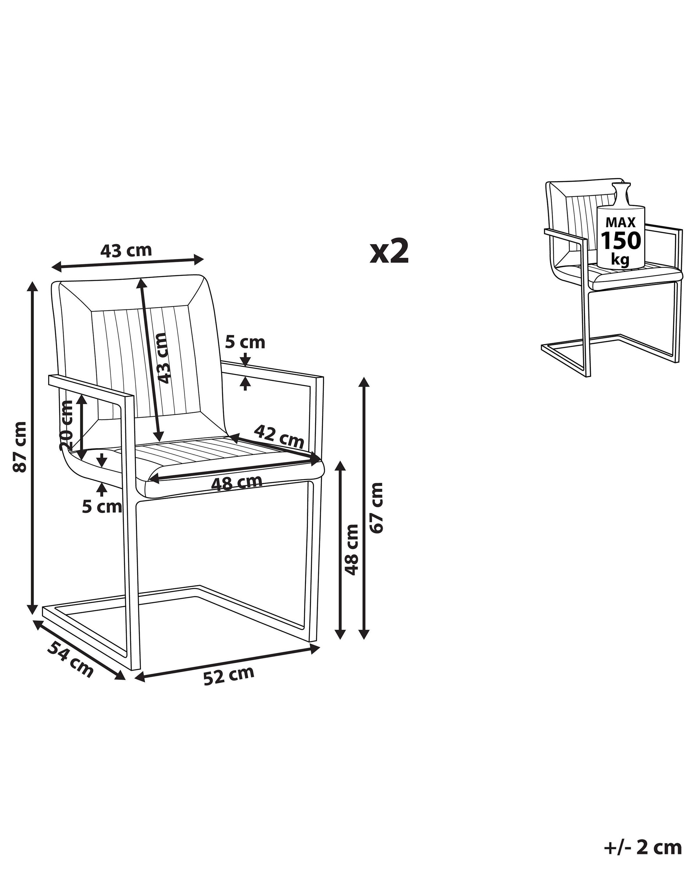 Beliani Esszimmerstuhl 2er Set aus Kunstleder Modern BRANDOL  