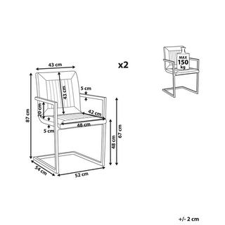 Beliani Esszimmerstuhl 2er Set aus Kunstleder Modern BRANDOL  