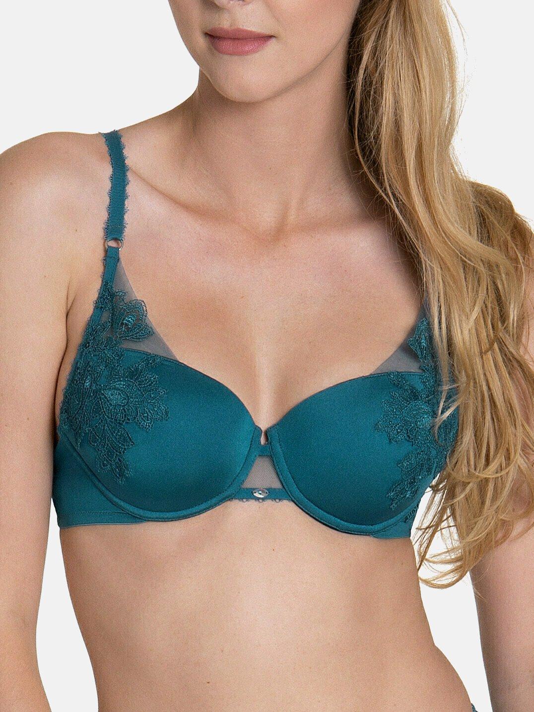 Image of Vorgeformter Bh Aus Pfingstrose Damen Blau B/70
