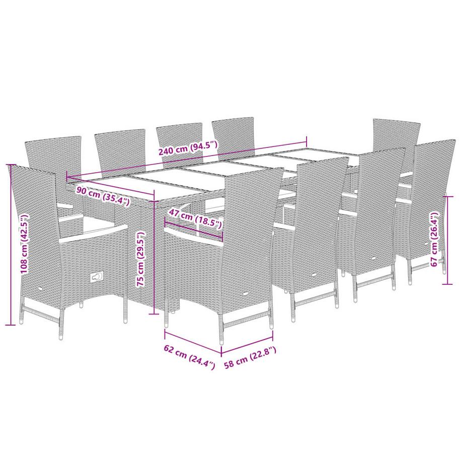 VidaXL set da pranzo da giardino Polirattan  