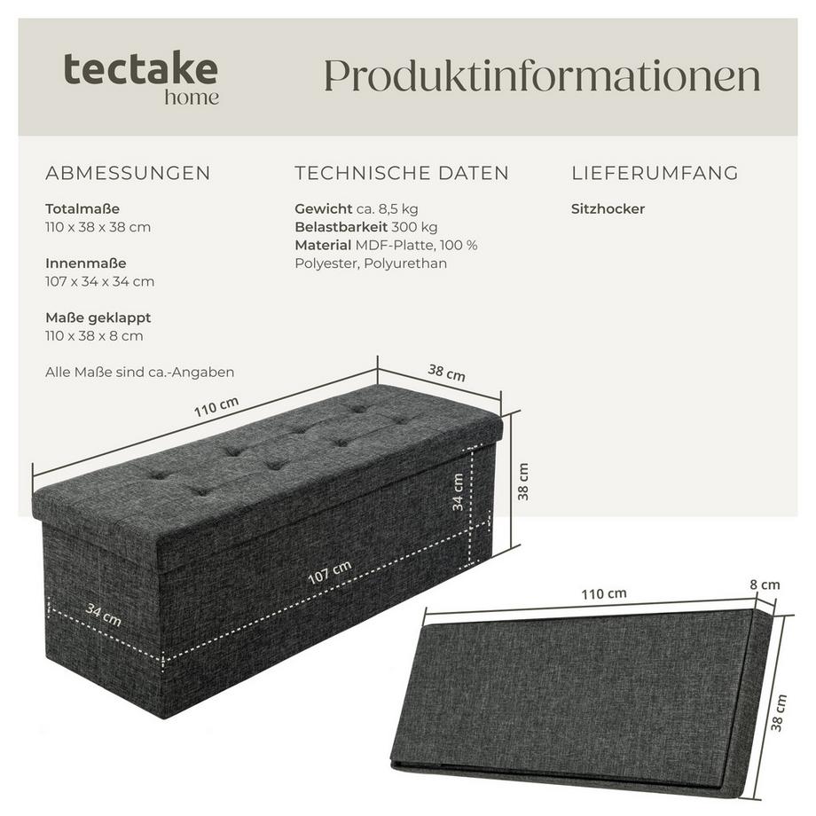 Tectake Tabouret avec espace de rangement  pliable  