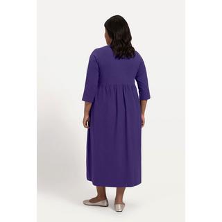 Ulla Popken  Robe en jersey, coupe évasée, couture empire, poches, col carré, manches 3/4 