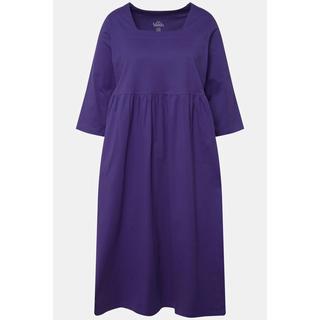 Ulla Popken  Robe en jersey, coupe évasée, couture empire, poches, col carré, manches 3/4 