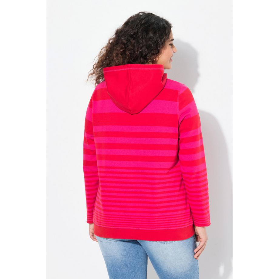 Ulla Popken Sweat à capuche rayé avec poche kangourou  