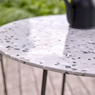 Tikamoon Table de jardin ronde en terrazzo premium et métal grey 4 pers. Elio  