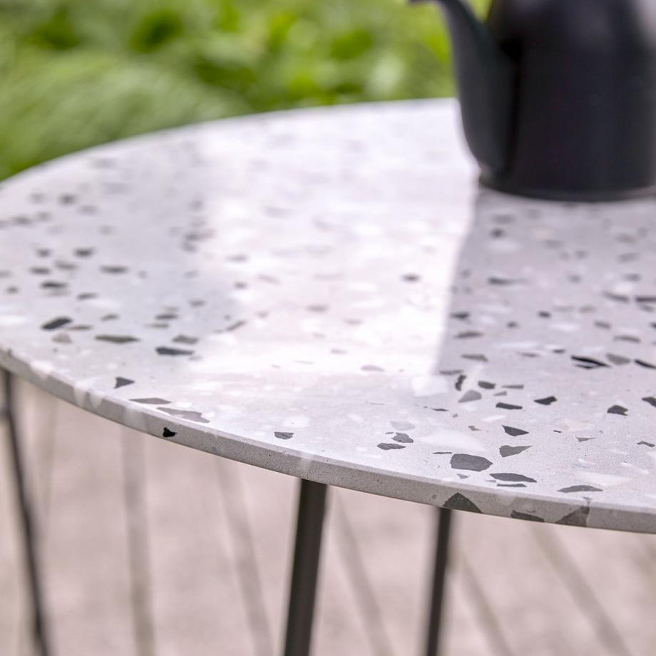 Tikamoon Tavolo rotondo da giardino terrazzo premium e metallo grey 4 pers. Elio  