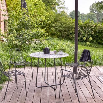 Table de jardin ronde en terrazzo premium et métal grey 4 pers. Elio