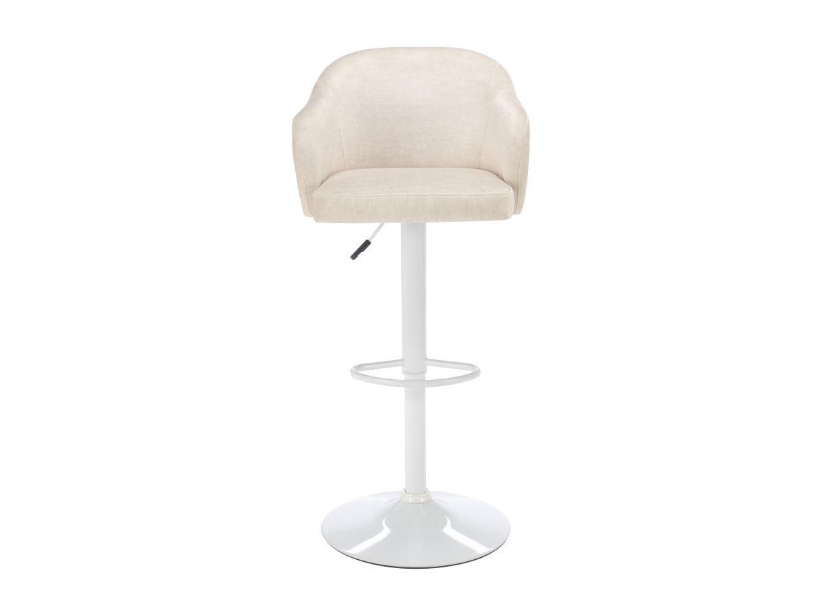 Vente-unique Tabouret de bar en tissu et métal - Hauteur réglable - Crème et blanc - CARSTEN  