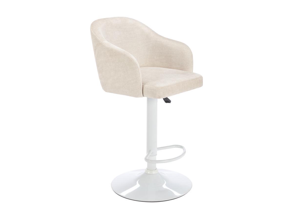 Vente-unique Tabouret de bar en tissu et métal - Hauteur réglable - Crème et blanc - CARSTEN  