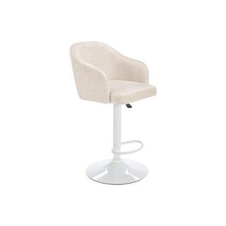 Vente-unique Tabouret de bar en tissu et métal - Hauteur réglable - Crème et blanc - CARSTEN  