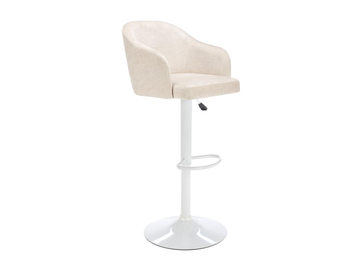 Vente-unique Tabouret de bar en tissu et métal - Hauteur réglable - Crème et blanc - CARSTEN  