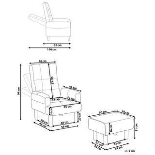 Beliani Fauteuil inclinable en Lin Rétro OLAND  