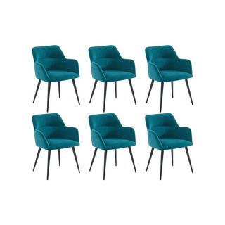 Vente-unique Lot de 6 chaises Avec accoudoirs Tissu métal HEKA  