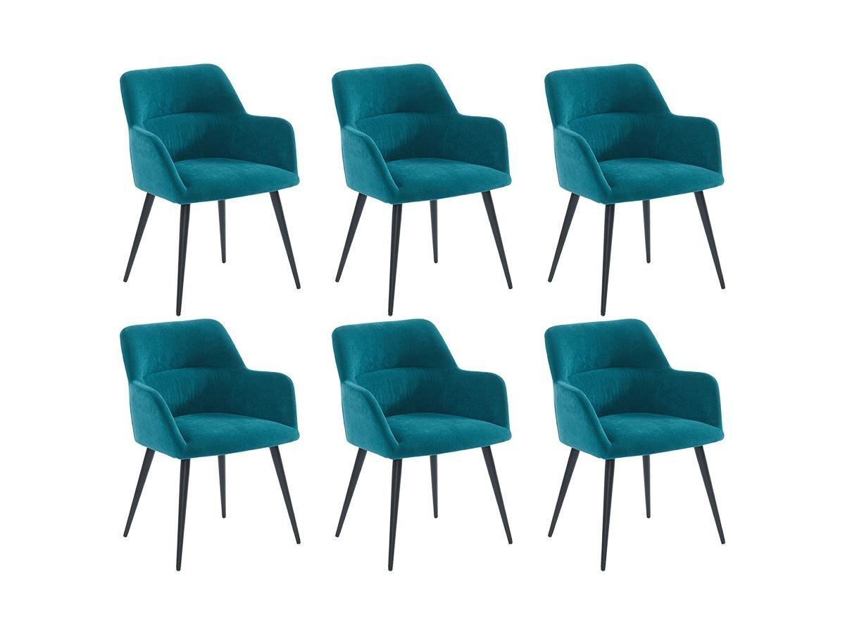 Vente-unique Lot de 6 chaises Avec accoudoirs Tissu métal HEKA  