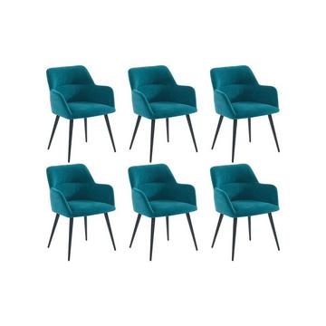 Lot de 6 chaises Avec accoudoirs Tissu métal HEKA