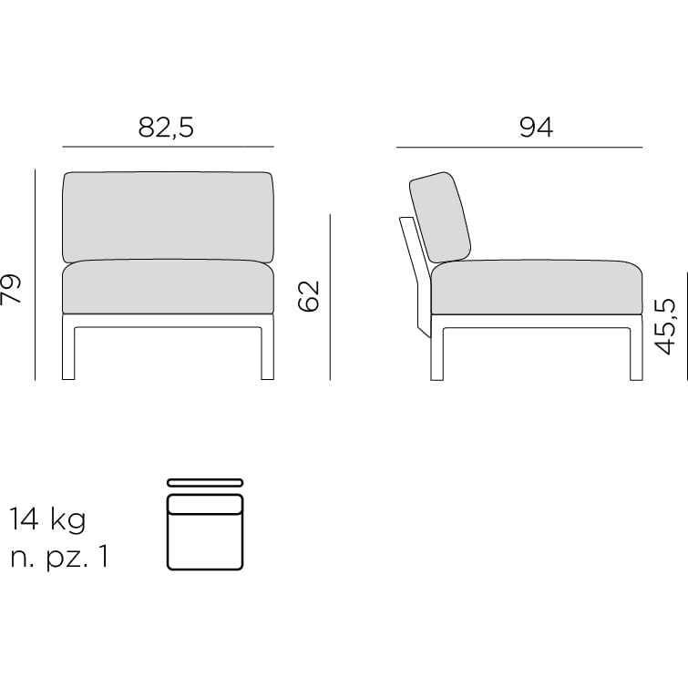 NARDI outdoor Élément central de salon de jardin Maximo vert beige  