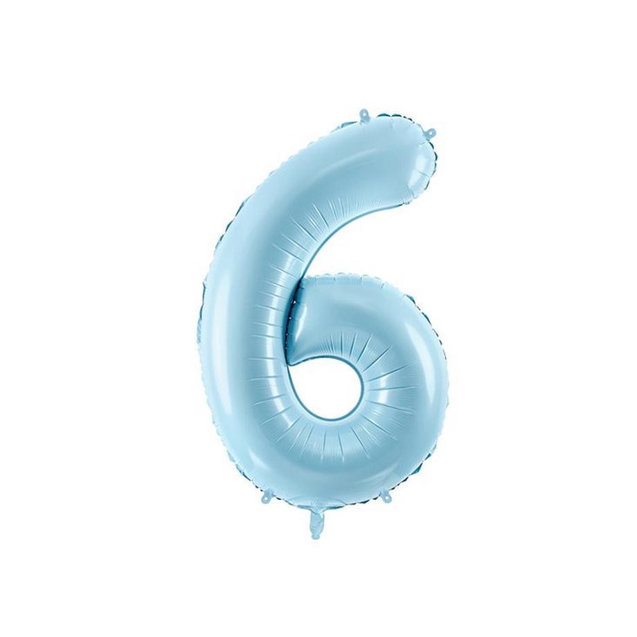 Ballon Mylar Bleu Pastel Chiffre 6