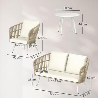 Northio Set di mobili da giardino in polyrattan set da salotto con 2 divani, sedie, cuscini da tavolo, gruppo di sedute resistente alle intemperie per 4 persone, set di mobili da balcone per esterni, mobili da giardino per giardino, balcone, terrazza, kaki |  