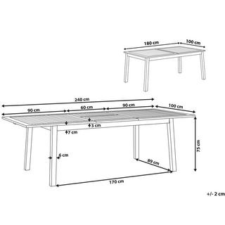 Beliani Table de salle à manger de jardin extensible en Acacia Traditionnel CESANA  